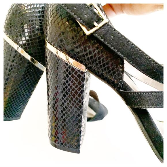 a.n.a Reptile Strappy Block Heel Black Size 10 Glam Whimsygoth - Picture 5 of 13